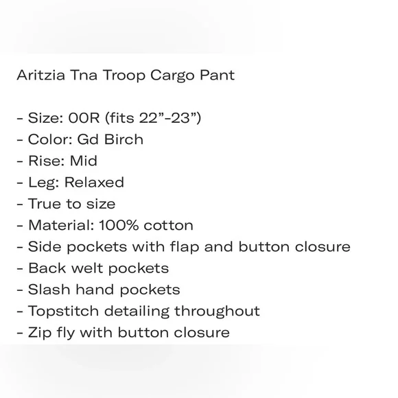 tna aritzia cargo pants size 00 - Picture 8 of 8
